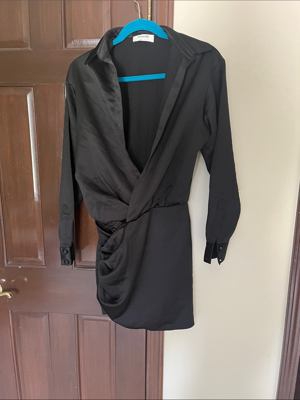 House of CB Black Draped Wrap Blazer Dress
